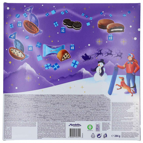 Milka & Oreo Adventskalender, Milka & Oreo большой адвент-календарь 2026 с печеньем и шоколадными сюрпризами, 24 окошка, 284 г