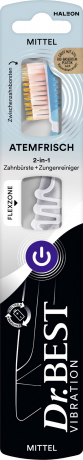 Dr.BEST Vibration Atemfrisch Zahnbuerste mittel 1 Stueck, Зубная щётка Dr.BEST на батарейке с очистителем языка для свежести дыхания, средняя жёсткость, 1 шт.