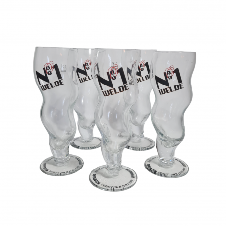 Немецкие пивные бокалы винтажные Weldebrau, Rastal, стекло, 0.3 л, 5 шт., 21 см, Германия, 1980-90гг.