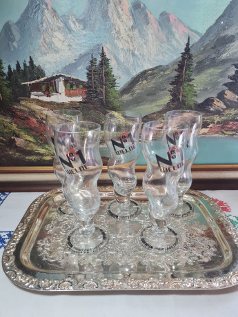 Немецкие пивные бокалы винтажные Weldebrau, Rastal, стекло, 0.3 л, 5 шт., 21 см, Германия, 1980-90гг.