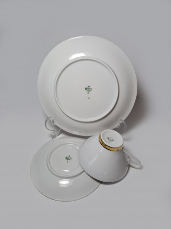 Seltman Weiden Bavaria Чайное трио "Красные цветы", позолоченный ободок, фарфор, Германия, 1960-70гг.