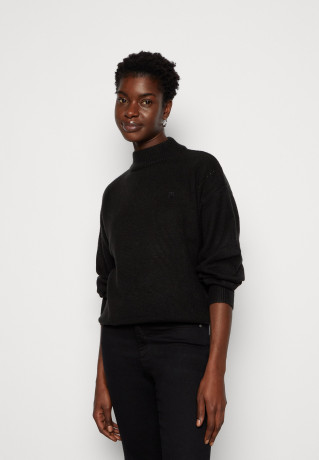 Tommy Hilfiger PUFF SLEEVE MOCK-NECK SWEATER Jumper black СВИТЕР С ПЛОСКИМ РУКАВОМ И ВЫРЕЗОМ Джемперы черный