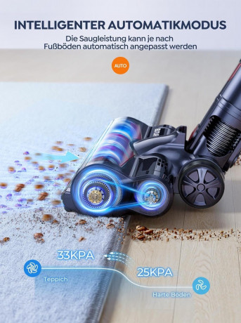 Buture Buture Akku-Hand-und Stielstaubsauger, beutellos, Kabellos 33000Pa mit Touch Screen 2500mAh Abnehmbarem Akku Anti-Tangle Беспроводной ручной пылесос Buture, без мешка, беспроводной, 33000 Па, с сенсорным экраном, съемный аккумулятор, 2500 мАч, про