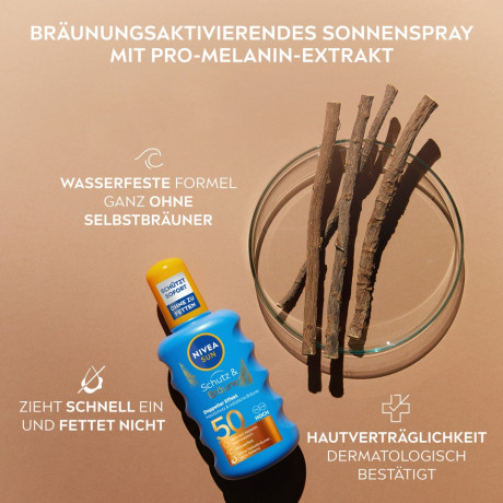 NIVEA SUN Schutz & Braune Sonnenspray LSF 50, 200 ml, Нивеа Солнцезащитный спрей для загара, SPF 50, красивый загар с высокой защитой, водостойкий, 200 мл
