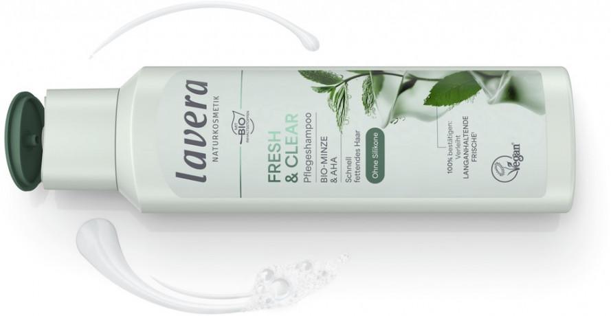 LAVERA Pflegeshampoo Fresh & Clear, 250 ml, Лавера Шампунь для жирных волос Свежесть и Чистота, био-мята и зеленый чай, 250 мл