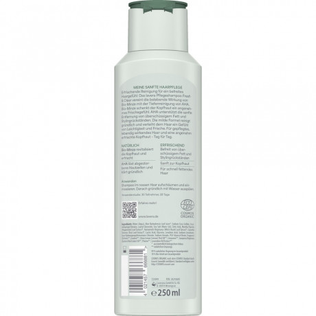 LAVERA Pflegeshampoo Fresh & Clear, 250 ml, Лавера Шампунь для жирных волос Свежесть и Чистота, био-мята и зеленый чай, 250 мл