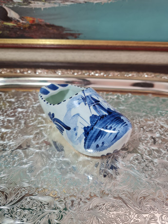 Фигурка винтажная "Башмачок", дельфтский фарфор Delft Blue Holland, 5,5 x 12,5 x 6 см, Голландия, 1960-70гг.