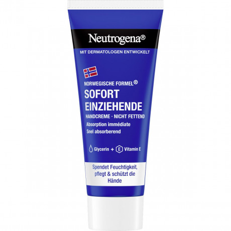 Neutrogena Norwegische Formel Sofort einziehende Handcreme Reisegroesse, 15 ml, Neutrogena Норвежская формула Быстровпитывающийся крем для сухой кожи рук, дорожный формат, 15 мл