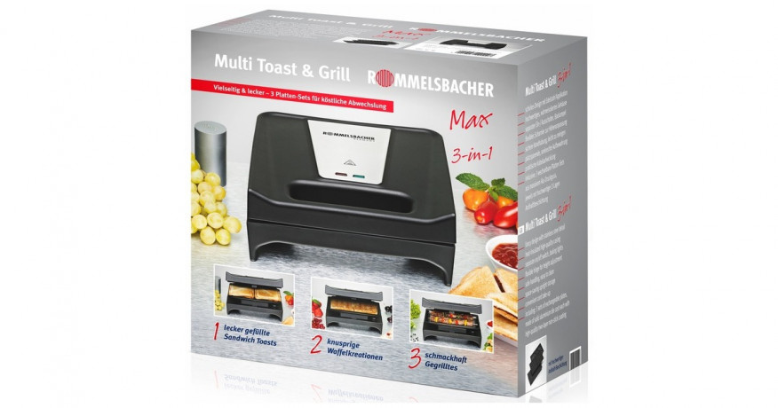 Rommelsbacher Rommelsbacher Multi Toast & Grill SWG 700 3-in-1 Max, Kontaktgrill schwarz/edelstahl, 700 Watt, mit 3 Platten-Sets schwarz/edelstahl Rommelsbacher Multi Toast & Grill SWG 700 3-в-1 Max, контактный гриль черный/нержавеющая сталь, 700 Вт,