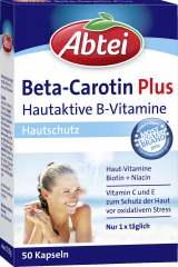 Abtei Beta-Carotin Plus Kapseln 50 Kapseln (19,5 g), Abtei Капсулы с бета-каротином и витаминами для поддержки кожи и защиты клеток, 50 капсул (19,5 г)