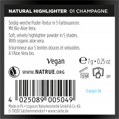 SANTE Natural Highlighter 01 Champagne, 7 g, Санте Хайлайтер Natural Highlighter, оттенок 01 Champagne, сияние шампанского, 7 г