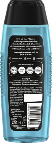 Fa Men Kick Off Duschgel 250 ml, Мужской гель для душа FA Kick Off 3 в 1 для тела, лица и волос, 250 мл