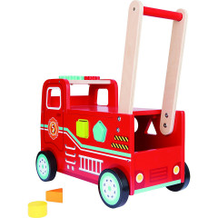 Lelin Holzspielzeug Lauflernwagen Feuerwehrauto Деревянная игрушка ходунки пожарная машина