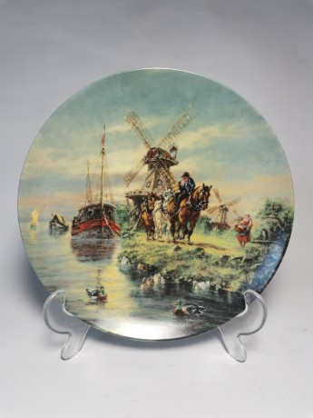 Furstenberg, Коллекционная Тарелка, ограниченный тираж, репродукция картины Герберта Изенберга "У ветряной мельницы", 19,5 см, Германия 1988г.