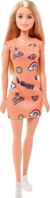 Mattel Chic Barbie Puppe im orangen Kleid mit Prints Шикарная кукла Барби в оранжевом платье с принтами