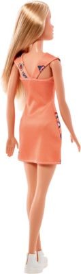 Mattel Chic Barbie Puppe im orangen Kleid mit Prints Шикарная кукла Барби в оранжевом платье с принтами