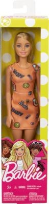 Mattel Chic Barbie Puppe im orangen Kleid mit Prints Шикарная кукла Барби в оранжевом платье с принтами