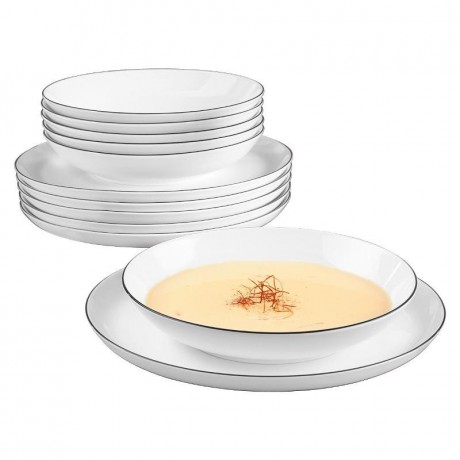 Seltmann Weiden Seltmann Weiden Lido Black Line Speise-Set rund 12-tlg. Обеденный сервиз Seltmann Weiden Lido Black Line из 12 предметов.