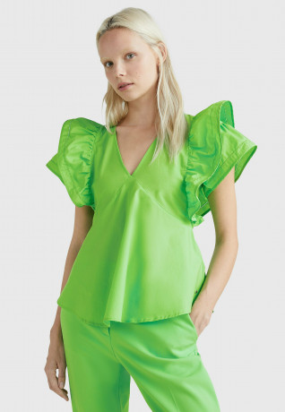 Tommy Hilfiger RUFFLED REGULAR FIT  Blouse spring lime Блуза REGULAR FIT С РЯБЯМИ весенняя известь