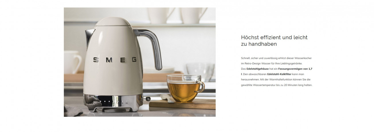 SMEG SMEG Wasserkocher SMEG Wasserkocher mit Temperatureinstellung 50-100°C Edelstahl Kocher, 2400,00 W, 360°Basis elektrischer Wasser Kocher mit Temperatureinstellung Metall  Чайник SMEG Чайник SMEG с регулировкой температуры 50-100°C Плита из нержавеюще