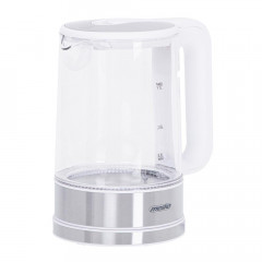 Mesko Mesko Wasserkocher MS 1301W 1,7 Liter, Glaskessel mit LED-Beleuchtung Edelstahl/Weiss  Чайник Mesko MS 1301W 1,7 л, стеклянный чайник со светодиодной подсветкой нержавеющая сталь/белый