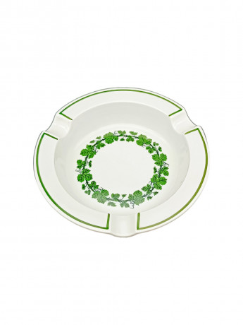 Пепельница винтажная Meissen, зеленый растительный декор, фарфор, 12.5 см, Германия, 1970-80гг.