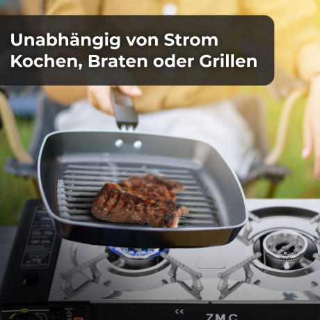 ZMC ZMC Gaskocher Doppel Kartuschenkocher Gaskocher 2 Flammig + 4x Gaskartuschen 227g, (MSF-1a automatische Piezo-Zundung (elektrisch) Herd Butangas), Outdoor Gas Campingkocher 2Fach Gasherd Ofen Butan Kochfeld Gas Kocher Газовая плита ZMC с двойной карт