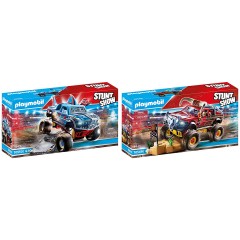 PLAYMOBIL 2er Set: 70550 Stuntshow Monster Truck Shark + 70549 Stuntshow Monster Truck Horned Набор из 2 предметов: 70550 Акула-монстр-шоу с трюками + 70549 Рогатый монстр-трак с трюками