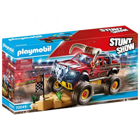 PLAYMOBIL 2er Set: 70550 Stuntshow Monster Truck Shark + 70549 Stuntshow Monster Truck Horned Набор из 2 предметов: 70550 Акула-монстр-шоу с трюками + 70549 Рогатый монстр-трак с трюками