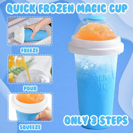 NUODWELL NUODWELL Smoothie-Maker Slush Becher, Slushy Squeeze Cup, Smoothie Maker mit Strohhalm Loffel Blau NUODWELL Smoothie Maker Slush Cup, Slushy Squeeze Cup, Smoothie Maker с соломенной ложкой