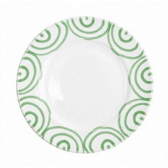 Gmundner Keramik Gmundner Keramik Grungeflammt Dessertteller / Fruhstucksteller Gourmet d: 22 cm / h: 2,2 cm Керамическая десертная тарелка Gmundner с зеленым пламенем / тарелка для завтрака для гурманов d: 22 см / высота: 2,2 см