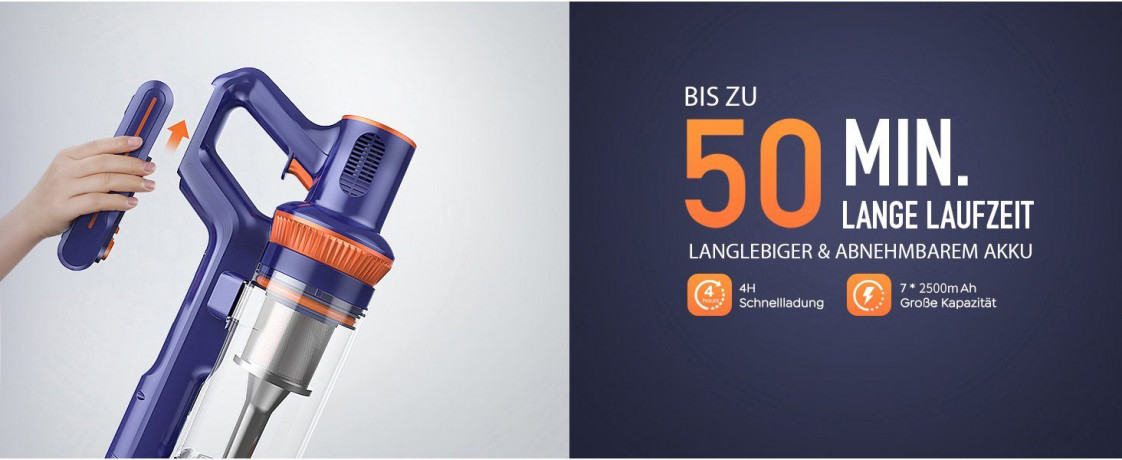 Buture Buture Akku-Hand-und Stielstaubsauger VC40 Kabelloser Anti-Tangle-Staubsauger, 400,00 W, beutellos, 33000Pa Ultraleiser Staubsauger Kabellos Touch Screen VC40 Kabelloser Беспроводной ручной пылесос Buture VC40, беспроводной пылесос с защитой от сп