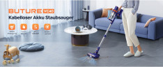 Buture Buture Akku-Hand-und Stielstaubsauger VC40 Kabelloser Anti-Tangle-Staubsauger, 400,00 W, beutellos, 33000Pa Ultraleiser Staubsauger Kabellos Touch Screen VC40 Kabelloser Беспроводной ручной пылесос Buture VC40, беспроводной пылесос с защитой от сп