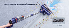 Buture Buture Akku-Hand-und Stielstaubsauger VC40 Kabelloser Anti-Tangle-Staubsauger, 400,00 W, beutellos, 33000Pa Ultraleiser Staubsauger Kabellos Touch Screen VC40 Kabelloser Беспроводной ручной пылесос Buture VC40, беспроводной пылесос с защитой от сп