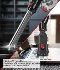 Genius Genius Akku-Hand-und Stielstaubsauger Invictus X9 Facelift Kabellos 12-tlg., Akkustaubsauger Kabellos, Beutellos HEPA 3 Fach Filtersystem, LED Wandhalterung bis zu 55 Min fur Hartboden Teppich Tierhaare  Genius беспроводной ручной пылесос Invictus