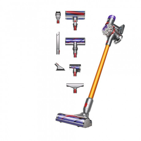 DYSON DYSON Akku-Hand-und Stielstaubsauger V8 Absolute, 425 W, Beutellos, 2 Bodendusen 5 weitere Zubehorteile Беспроводной ручной пылесос DYSON V8 Absolute, 425 Вт, без мешка, 2 насадки для пола и 5 дополнительых аксессуаров