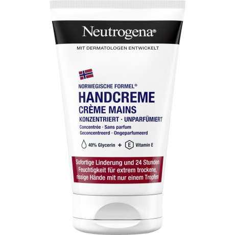 Neutrogena Handcreme Konzentriert Unparfuemiert, 50 ml, Neutrogena Норвежская формула Концентрированный крем для очень сухих и потрескавшихся рук с 40% глицерина, без отдушки, 50 мл