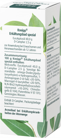 Kneipp Erkaeltungsbad Spezial, 100 ml, Kneipp лекарственная добавка для ванны Erkaeltungsbad Spezial с эвкалиптовым маслом и камфорой, 100 мл