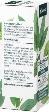 Kneipp Erkaeltungsbad Spezial, 100 ml, Kneipp лекарственная добавка для ванны Erkaeltungsbad Spezial с эвкалиптовым маслом и камфорой, 100 мл