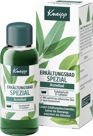 Kneipp Erkaeltungsbad Spezial, 100 ml, Kneipp лекарственная добавка для ванны Erkaeltungsbad Spezial с эвкалиптовым маслом и камфорой, 100 мл