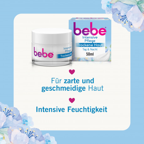 bebe Intensivpflege Trockene Haut, 50 ml, bebe интенсивный крем для лица для сухой кожи с маслом авокадо и маслом ши, 50 мл