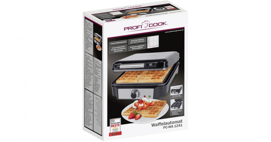ProfiCook ProfiCook Waffelautomat PC-WA 1241, Waffeleisen schwarz/edelstahl, 1.200 Watt schwarz/edelstahl Вафельница ProfiCook PC-WA 1241, вафельница черная/нержавеющая сталь, 1200 Вт