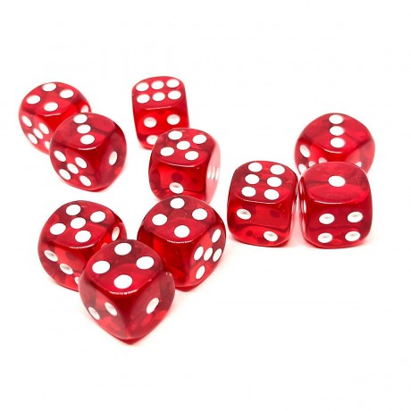 dice4friends 10-tlg. D6 Wurfelset Transparent: Red 10 шт. Набор кубиков D6 прозрачный: красный