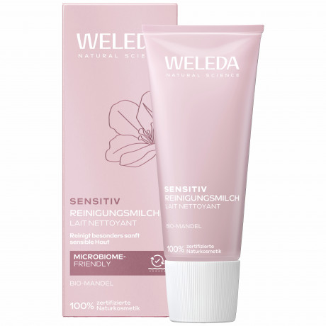 WELEDA Sensitiv Reinigungsmilch, 75 ml, Очищающее молочко Sensitiv с миндальным маслом для чувствительной кожи, без отдушки, 75 мл