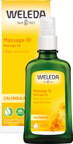 WELEDA CALENDULA Massage-Oel, 100 ml, Массажное масло с календулой для чувствительной кожи, с лёгким цитрусовым ароматом, 100 мл