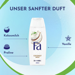 Fa Soft Coconut Milk Duschcreme 250 ml, Крем для душа FA Soft Coconut Milk с ароматом кокосового молока, пралине и ванили, 250 мл