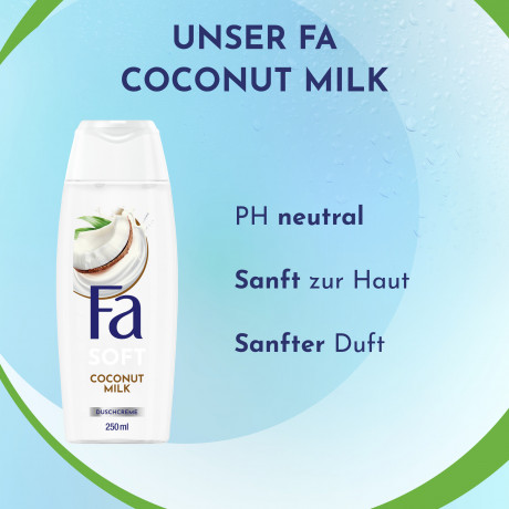 Fa Soft Coconut Milk Duschcreme 250 ml, Крем для душа FA Soft Coconut Milk с ароматом кокосового молока, пралине и ванили, 250 мл