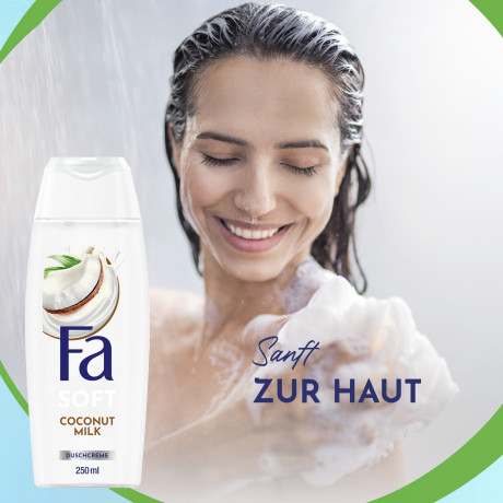 Fa Soft Coconut Milk Duschcreme 250 ml, Крем для душа FA Soft Coconut Milk с ароматом кокосового молока, пралине и ванили, 250 мл