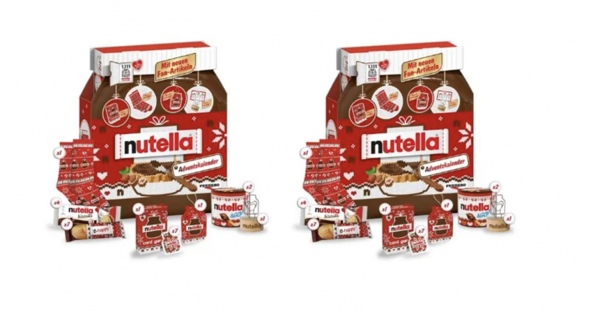 Ferrero Nutella Adventskalender 2026 2stk, Адвент-календарь Nutella Ferrero 2026 Декабрь со вкусом Nutella (Германия), 2 х 528 г, 48 сладких сюрпризов, орехово-шоколадная паста, вафли и печенье, новогодний подарок, 2 штуки