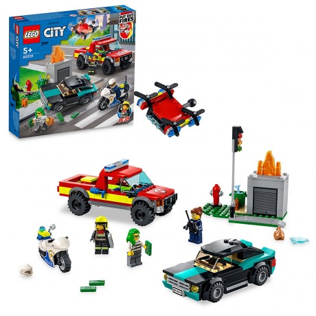 LEGO City Fire 4er Set, ЛЕГО НАБОР 60318 Пожарный вертолёт + 60319 Пожарная бригада и полицейская погоня + 60320 Пожарная часть + 60321 Пожарная команда